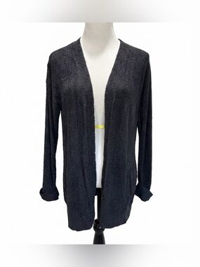 Barefoot Dreams CozyChic Lite Black Open Front Cardigan Pockets Size S Soft Cozy